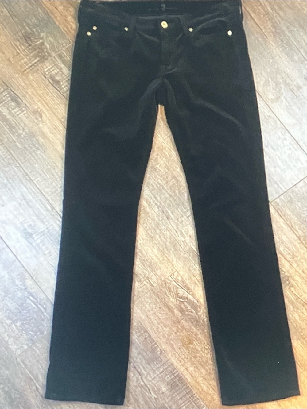 7 For All Mankind Black Straight-Leg Women's Pants with Subtle Hardware